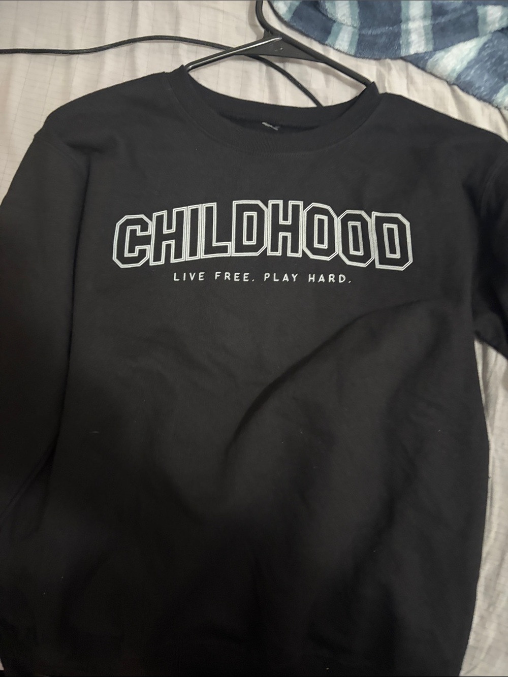 Black 'Childhood' Graphic Kids Sweatshirt - Cozy Crewneck